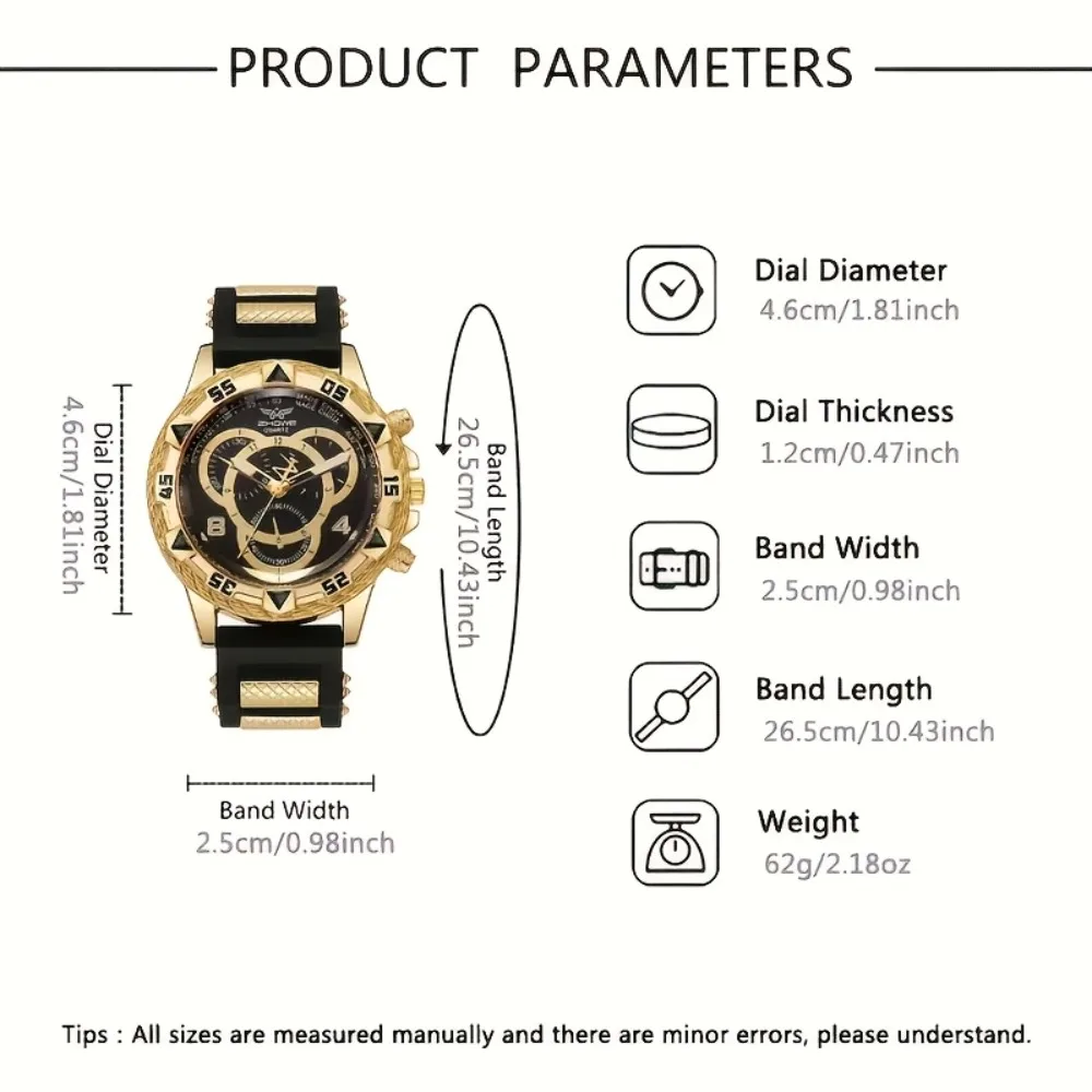 4‑Piece Luxury Men’s Watch and Jewelry Set, Includes Necklace, Bracelet, Ring & Minimalist Quartz Wristwatch - view 3