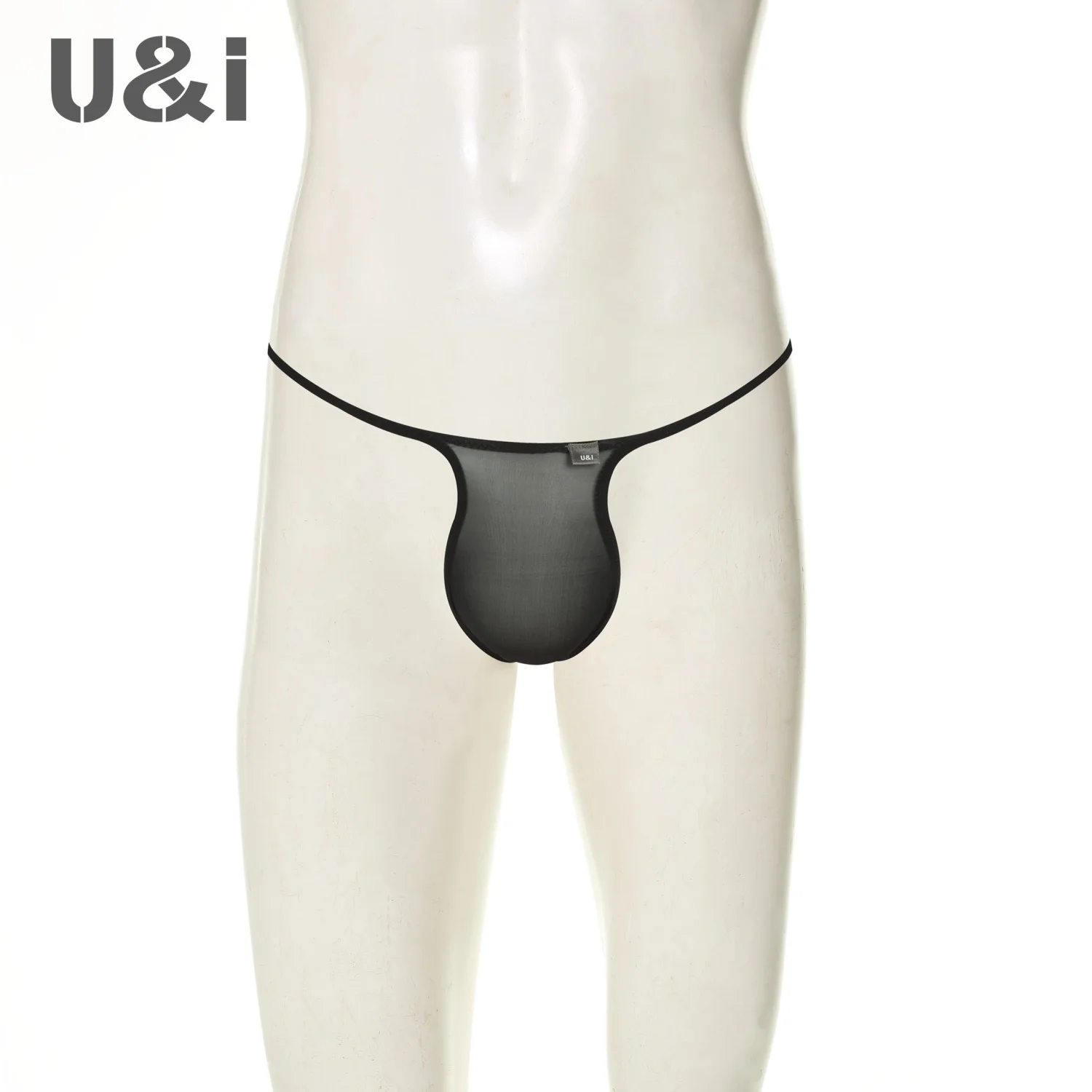 U＆I Men's Sexy T-String Underwear Ultra-Thin High-Elastic Breathable Transparent One-Piece Comfortable U-Shape Briefs