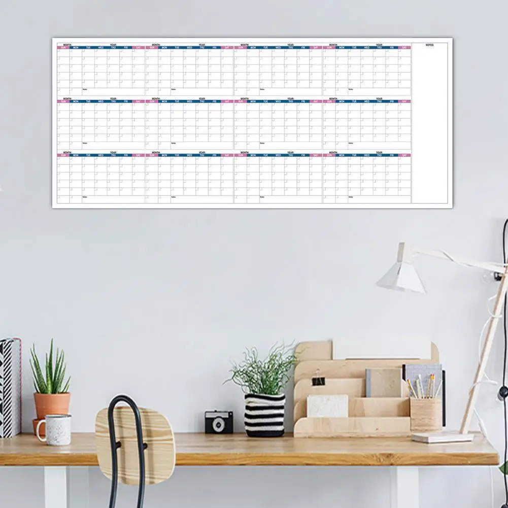 Reusable Whiteboard Calendar Color-coded Calendar Reusable Extra Matte Whiteboard Wall Calendar for Year-round Planning for Home