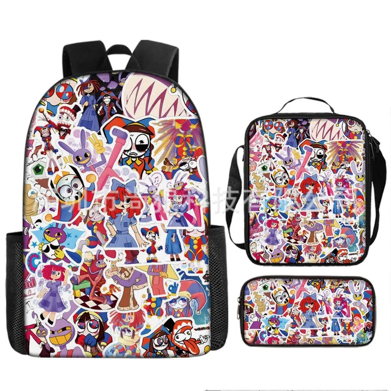 Hot The Amazing Digital Circus Series 3PCS Bag Set Cartoon Character Creativity HD Printing Backpack+Shoulder Bag+Pencil Case view 5