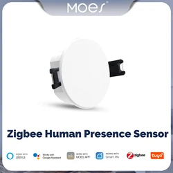 MOES Tuya Smart ZigBee Human Presence Detector Radar Detection Sensor Photometric 2 in 1 Function Smart Life Ceiling PIR Hub