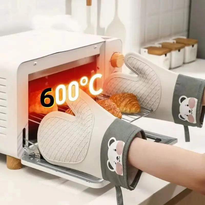 

Silicone non-slip gloves high temperature resistant microwave oven oven gloves kitchen insulation anti-scalding baking gloves