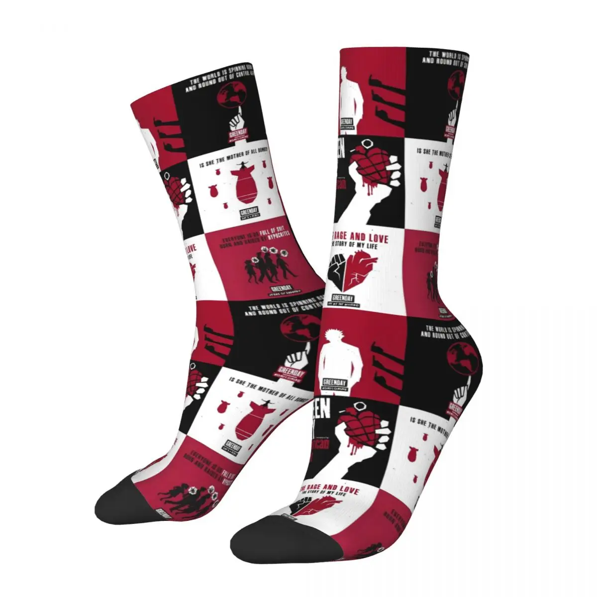 Fashion Male Men Socks Casual Green Day Punk Rock Music Sock Polyester Graphic Women Socks Spring Summer Autumn Winter