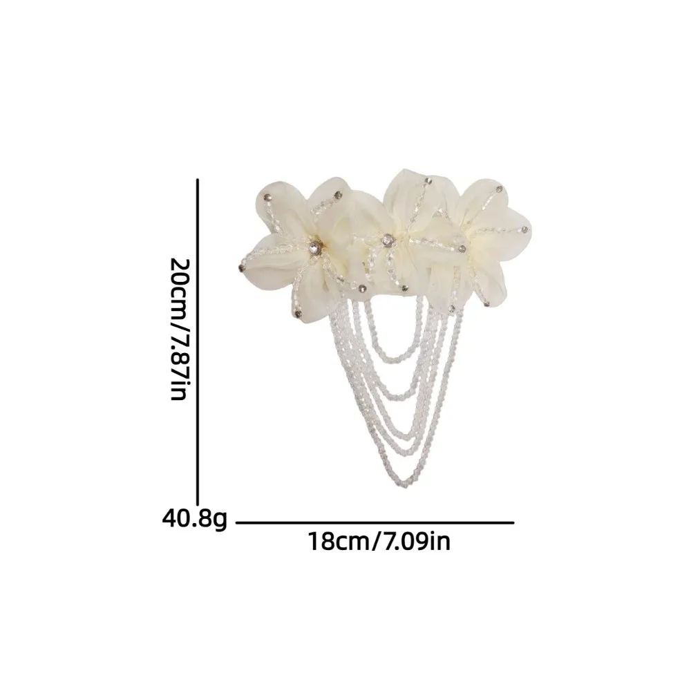1Pc Fashion Beaded Decoration Flower Patch Detachable Crystal Chiffon DIY Sewing Decals Tassel Shoulder Tassel Epaulet