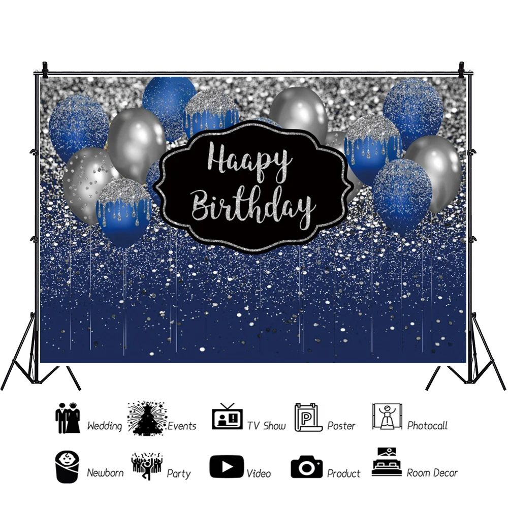 성인 생일 사진 배경 파란색 풍선 명소 Photocall 파티 장식 사진 배경 사진 스튜디오 촬영 소품