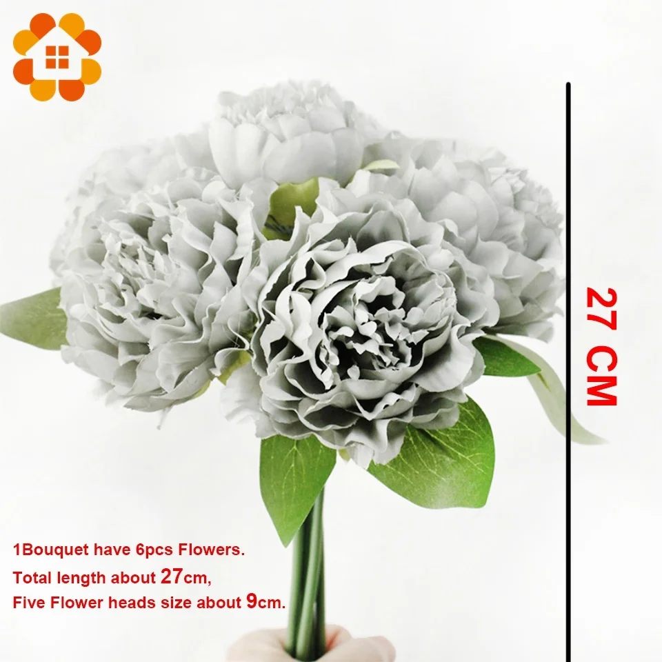 1Bouquet 27cm Artificial Flowers Silk  European Peony Flower Wedding Favors For Wedding Mother's Day Home Garden Supplies Decor