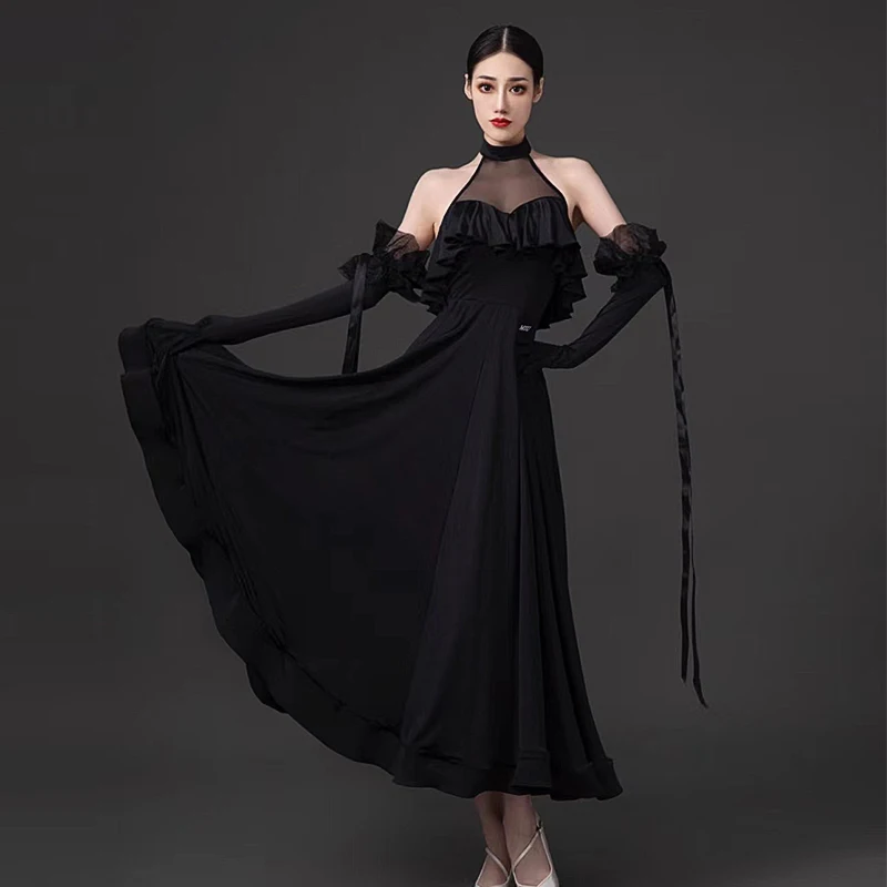 

2023 Ballroom Dance Dress Women Modern Waltz Performance Clothing Adult Black Ballroom Dance Competition Dress Prom Wear BL10578