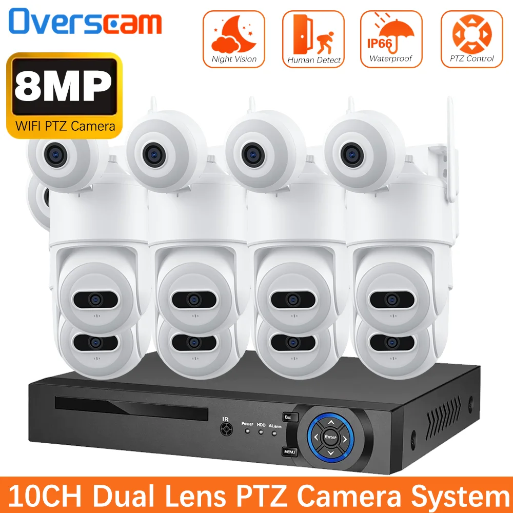 

Комплект IP-системы видеонаблюдения для дома 4K 10/8-канальный POE NVR 8MP с автослежением, двойной линзой, PTZ, H.265, CCTV, приложение XMEYE
