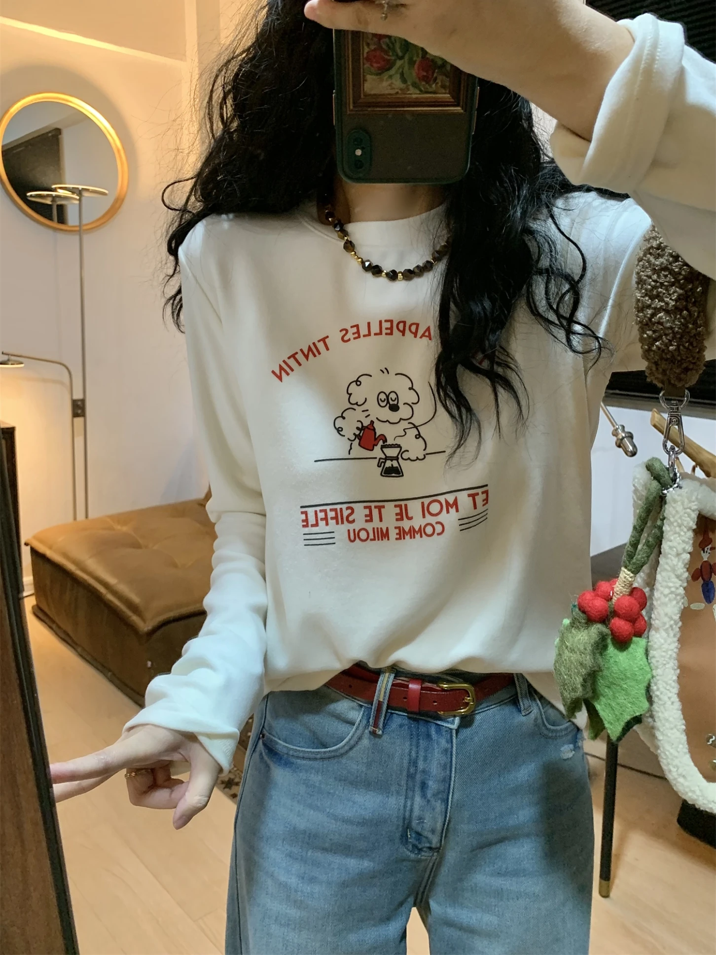 

Теплая женская зимняя базовая футболка QinEition из двухстороннего вельвета с мягким эластичным рисунком, теплая и комфортная.