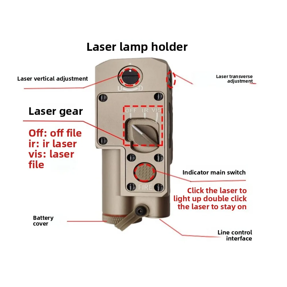 

Side can be equipped with M600/M300 flashlight with base CQBL metal laser pointer green laser IR return