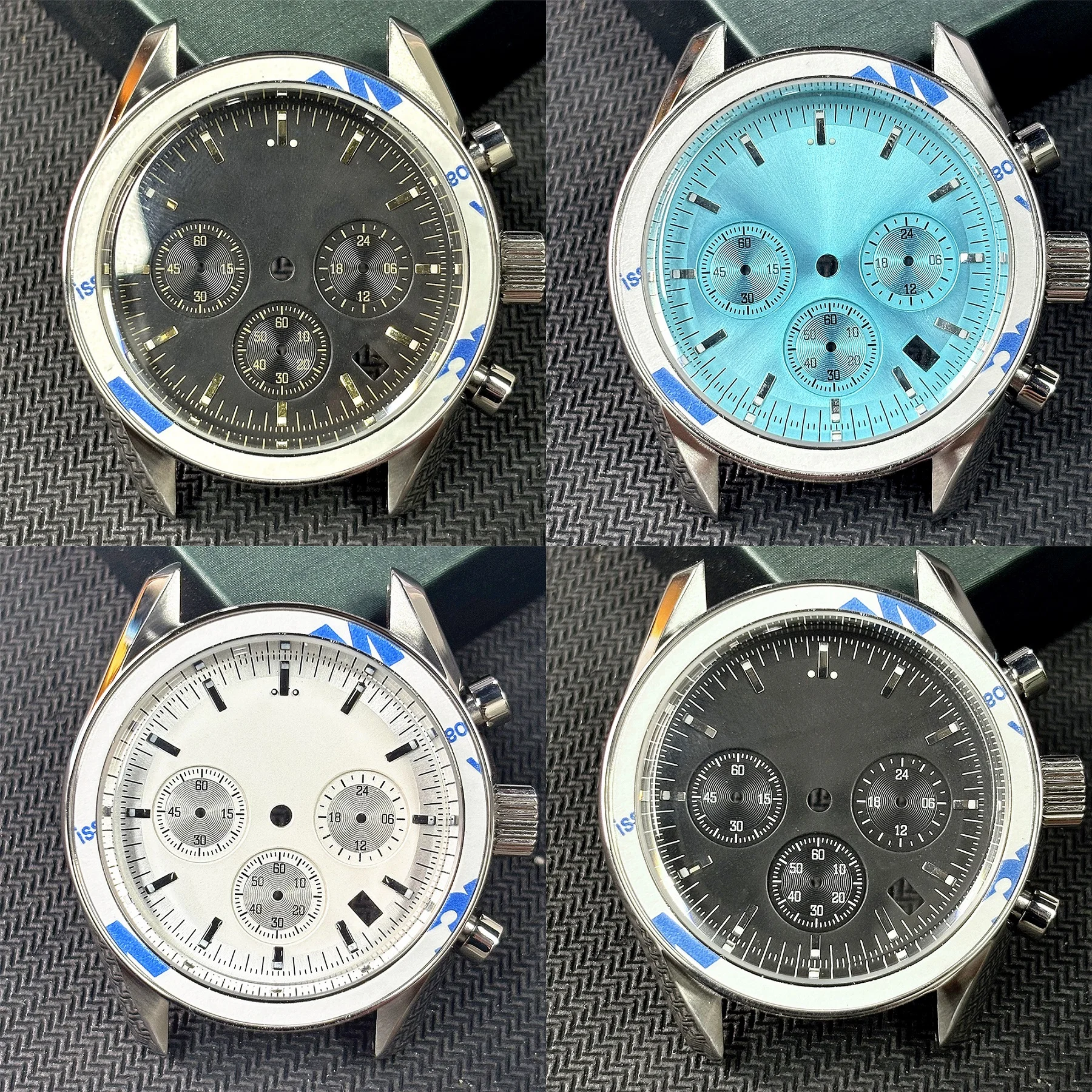 39.7mm VK63 case Moon stainless steel watch accessory chronograph VK63 dial matching, sealed back cover featuring a moon patterm