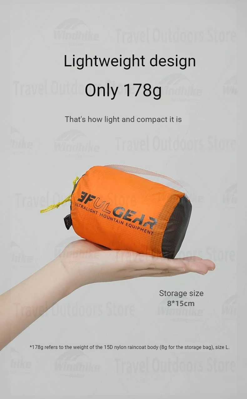 3F UL GEAR M/L Outdoor-Regenbekleidung, zweiteiliger Regenmantel und Regenhose aus Nylon zum Wandern, Radfahren, Offroad-Bergsteigen, regenfest – Detail 10