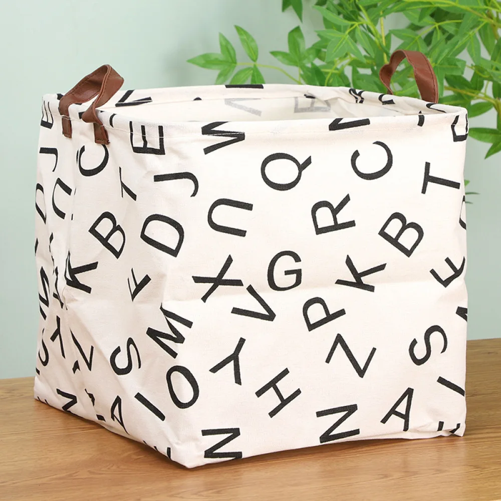 Waterproof Organizer Bin Cotton Linen Foldable Storage Basket For Clothes Blanket Toys Large Home Living Case