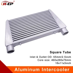 R-EP Aluminum Intercooler Universal 460X280X76mm Inter Cooler Inlet 65mm 2.5inch Outlet Cold Air Intake for Turbo Radiador