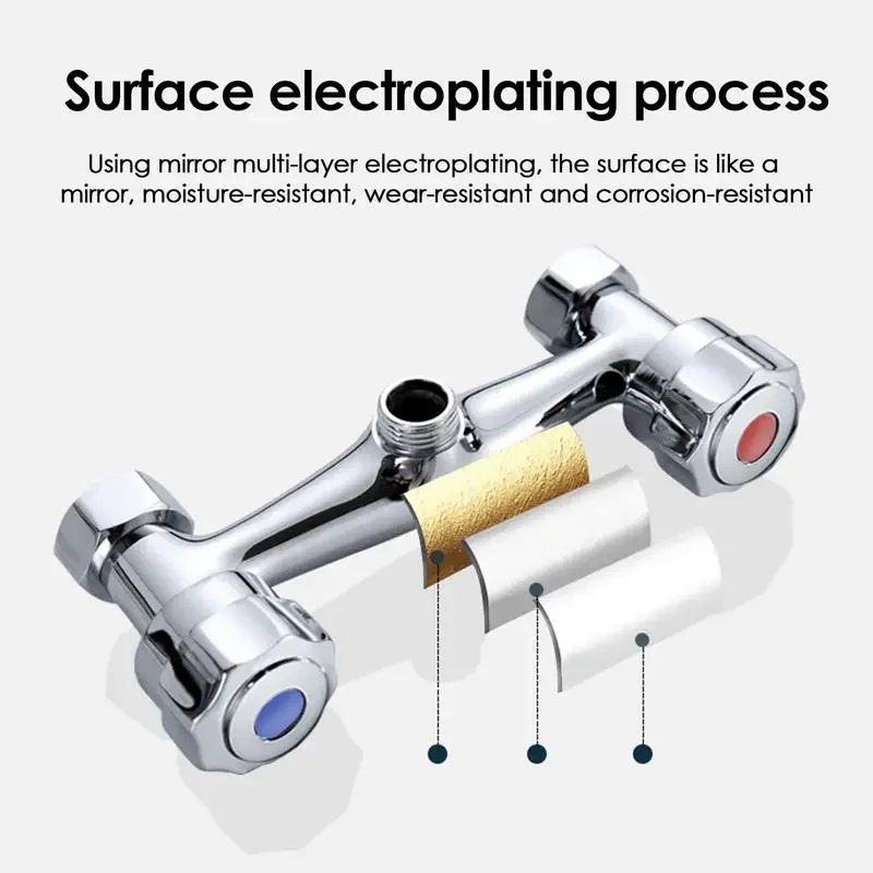 Bathroom Double Shower Faucet Bathtub Faucet Hot and Cold Double Handle Double Control Wall Mounted Water Mixing Valve