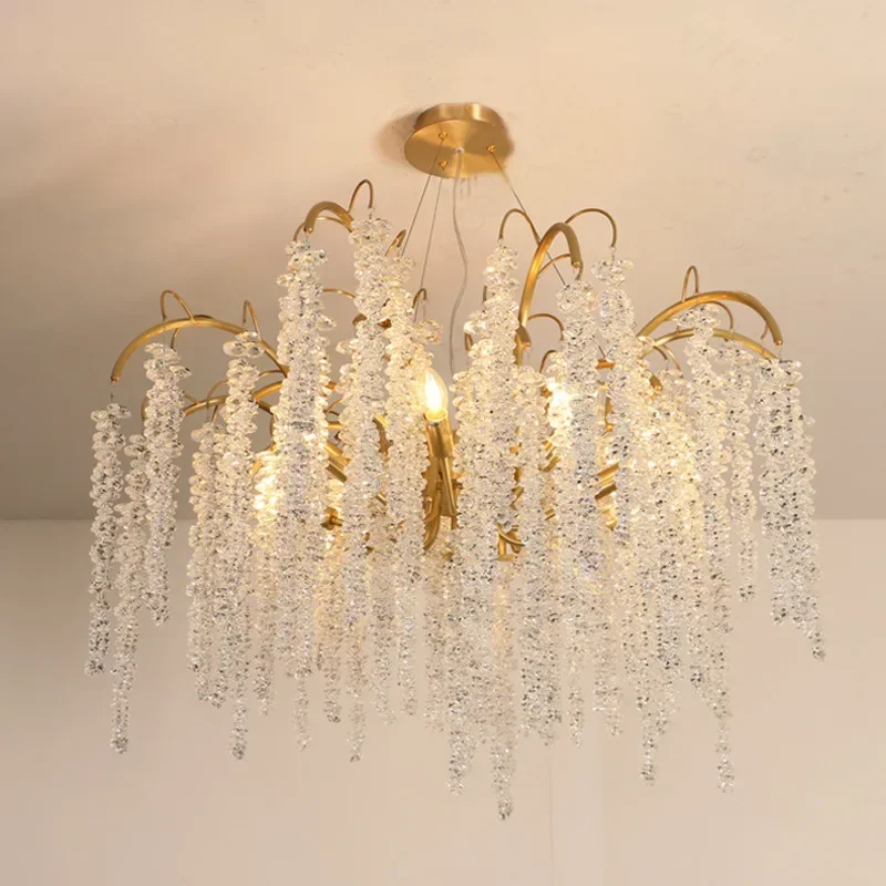 

2025 Luxury Light K9 Crystal LED Ceiling Chandelier Home Decor Pendant Lamp for Living Dining Room Gold Glass Hanging Lustres