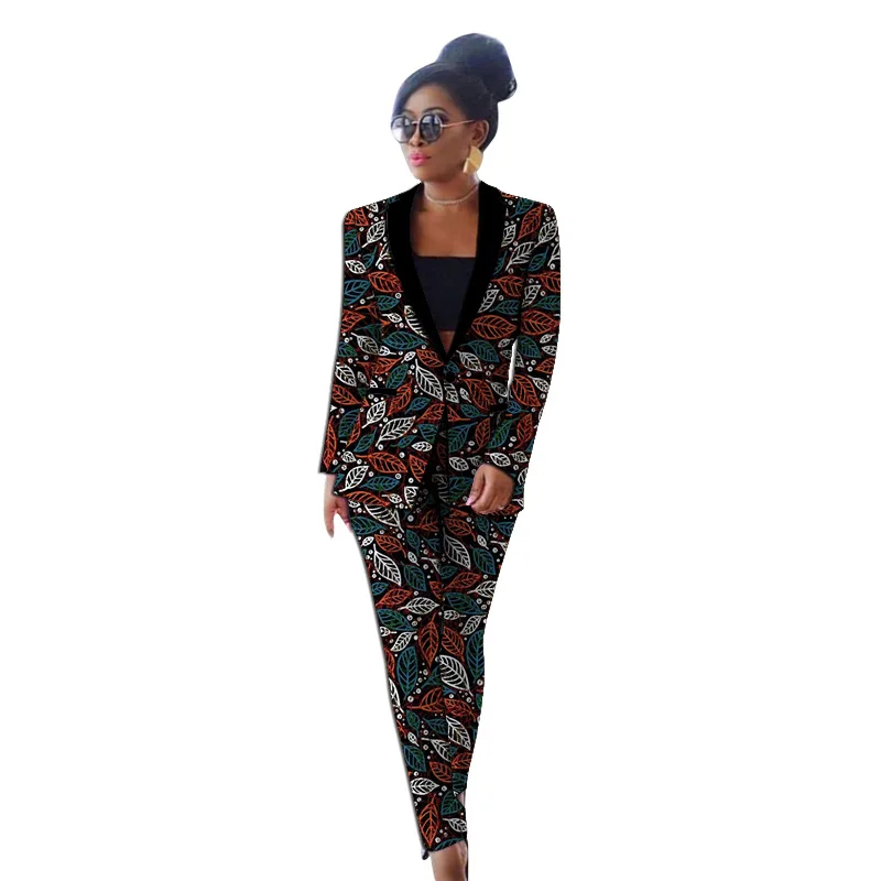 

Original Pattern Women's Suit Taditional Handmade Cutting Female Blazers+Pants Colorful Print African Wedding Outfits Bridesmaid