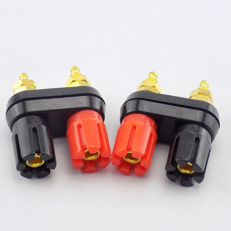 1pcs banana plug Dual Female Speaker Gold plating post terminal connector banana socket Amplifier adaptor B4