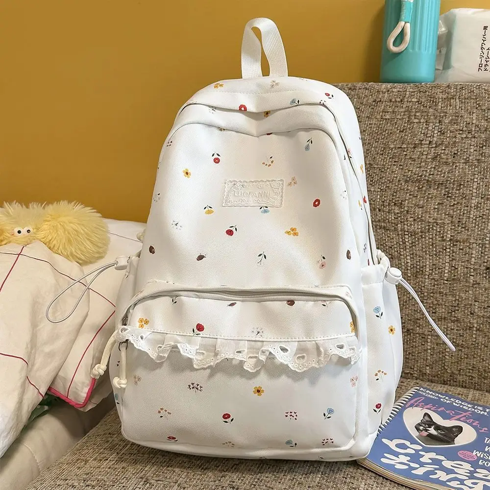Large Capacity Campus Backpack Soft Nylon Material Preppy Style Design Commute Backpack High Aesthetic Value Lightweight