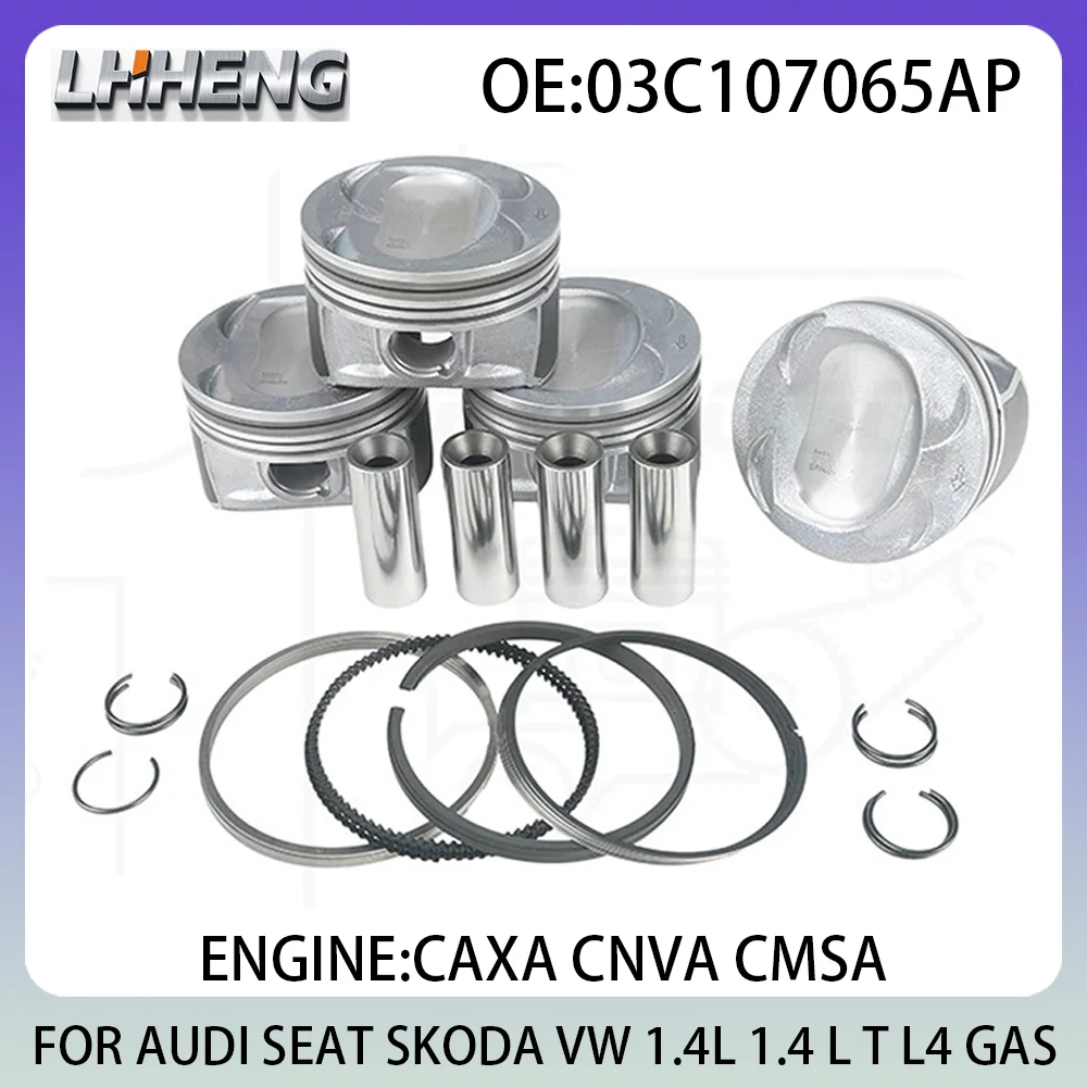 

Engine Parts PISTON & RINGS Kit For AUDI A1 A3 SEAT SKODA PAPID VW EOS GOLF PASSAT 1.4L 1.4 L T L4 GAS 07-18 03C107065AP CAXA