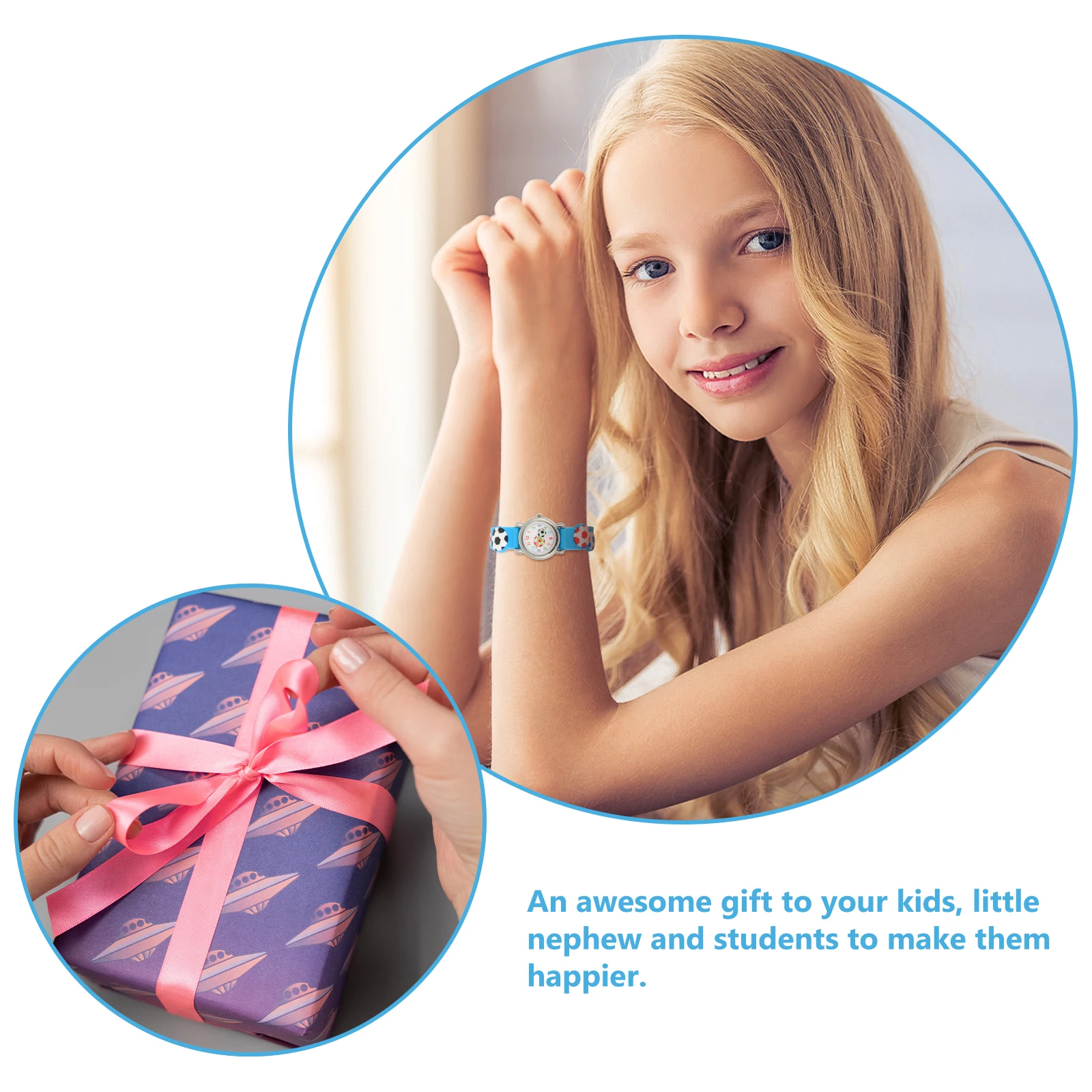 Orologio modello calcio in acciaio inossidabile per bambini Ragazzi Ragazze Pallone da calcio Orologio sportivo per cartoni animati Regalo di compleanno Materiale durevole