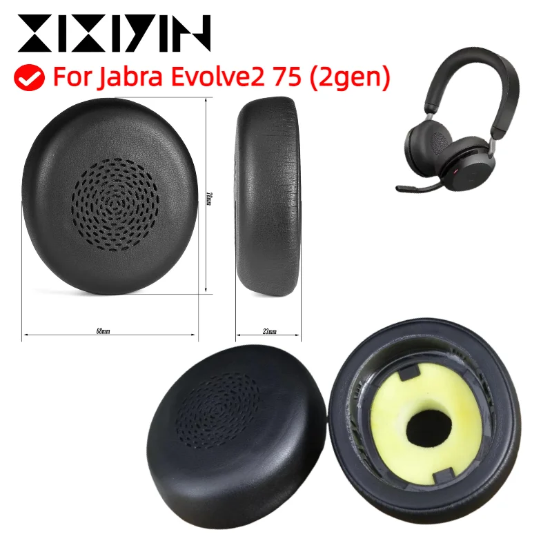 

Replacement Ear pads for Jabra Evolve2 75 (2gen) Headphones Memory Foam Ear Cushions Earmuff Earpads headset Gamer Leather case