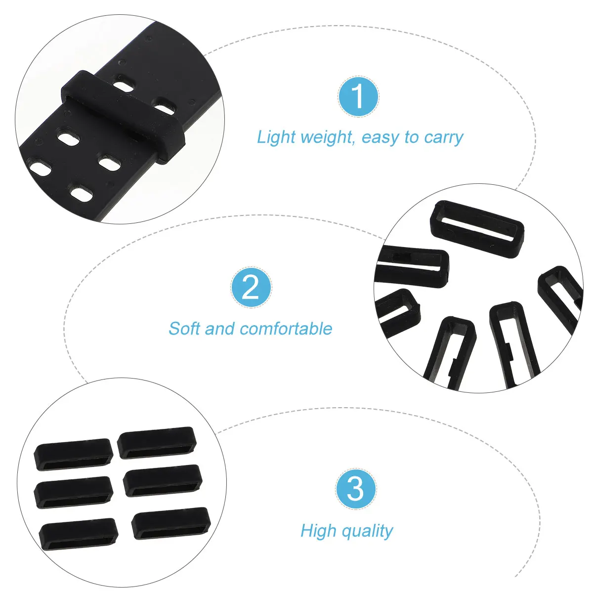 

6 Pcs Bezel Watch Strap Loop Keeper Retainer Rings Watch Strap Loop B Buckle Black Comfortable Durability