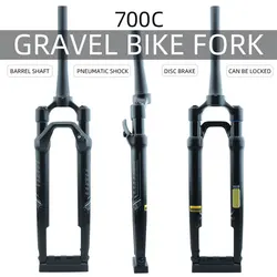 GOLDIX Bike Fork 100x12mm 700C Pneumatic Damping for Highway Bike Travel Vehicle Ultra-light Bike Components