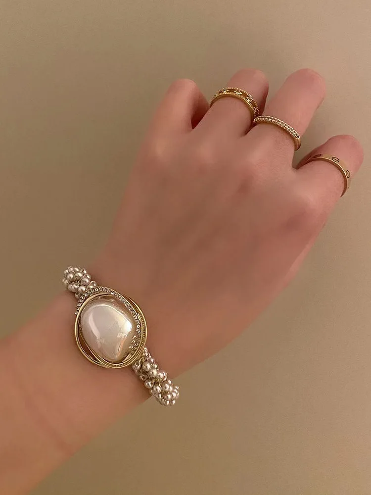 Light luxury heavy industry pearl headband temperament headband headband new style tied ponytail headband hair accessory