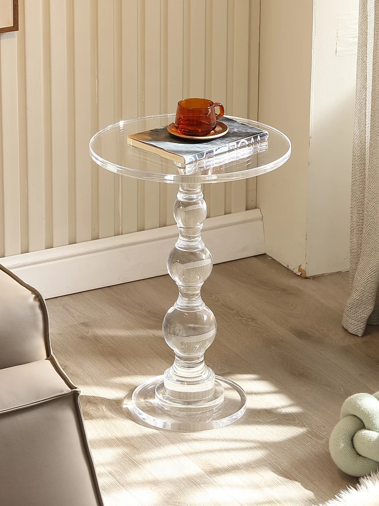 Creative round coffee table small apartment light luxury high-end sofa side table mobile acrylic living room household small tab