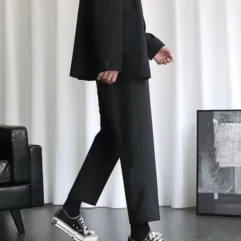 

Модные тонкие деловые брюки, широкие прямые классические брюки, однотонные свободные повседневные брюки для офиса