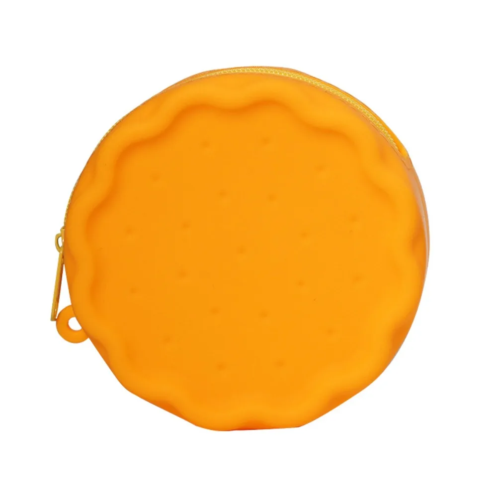 Cute Silicone Biscuit Wallet Biscuit Shape Waterproof Cosmetic Bag Smooth Zipper Macaron Color Travel Pouch Women