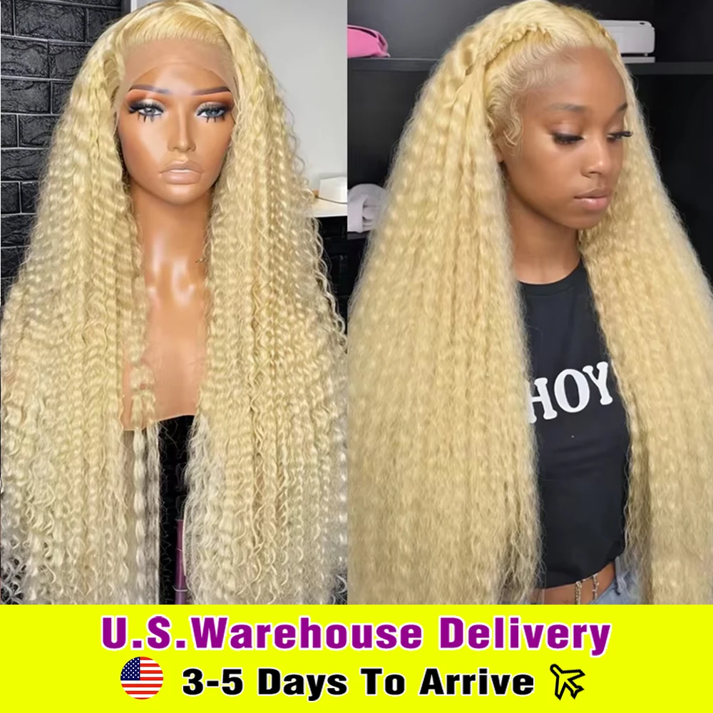 250 Density 40 Inch Deep Wave 613 Honey Blonde 13x6 Lace Front Human Hair Wigs 13x6 Lace Frontal Curly Wave Wig For Woman