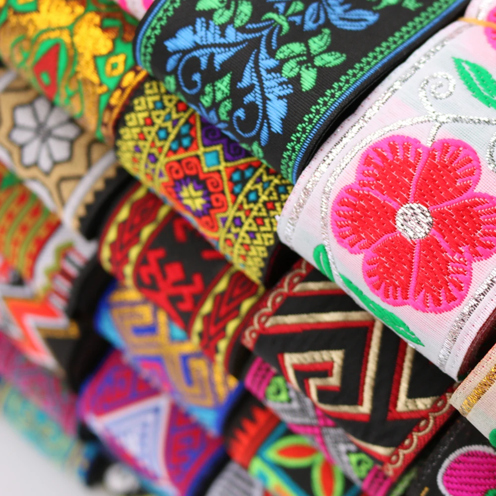 2 Inch 50MM 7 Meters Vintage Ethnic Embroidery Ribbon Boho Lace Trim DIY Clothes Bag Accessories Embroidered Fabric