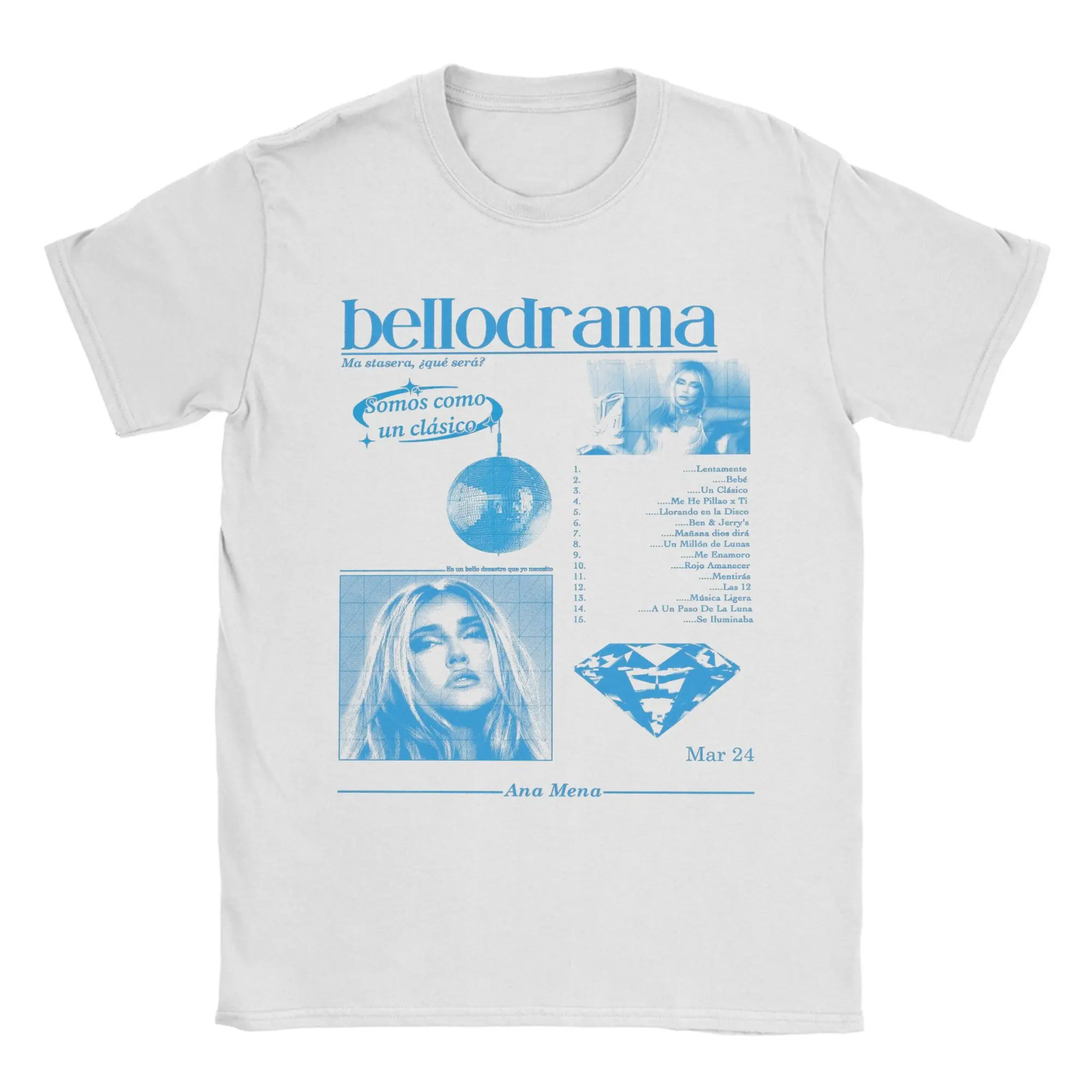 Camiseta Ana Mena Bellodrama Y2K para hombre, ropa de algodón puro, camisetas novedosas de manga corta con cuello redondo, camisetas de talla grande