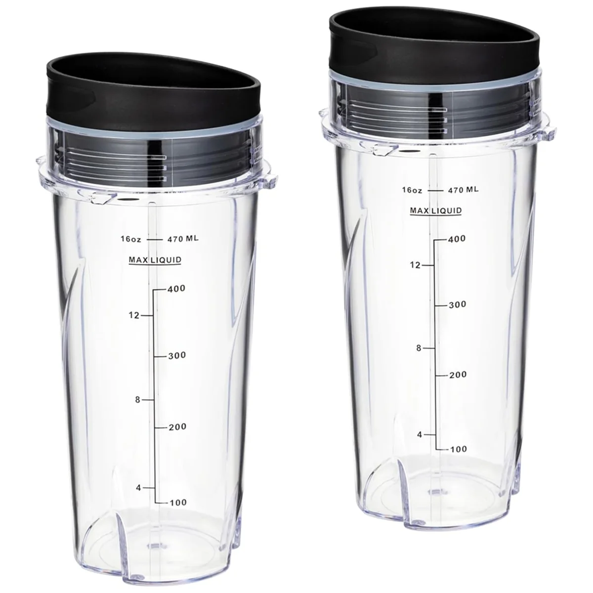 16Oz Replacement Cups for Ninja QB3001SS Fit Compact Personal Blender, with Lids- 2 Pack