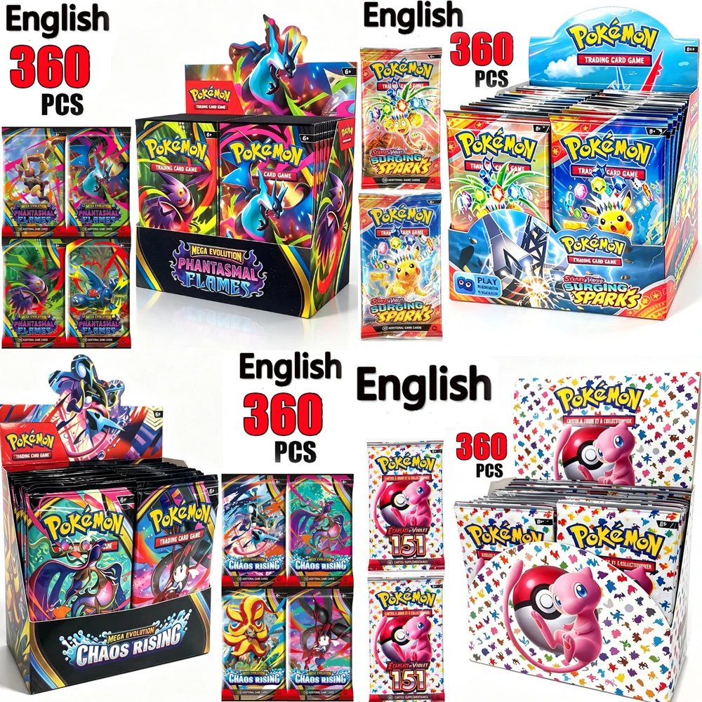 MEGA EVOLUTION PHANTASMAL FLAMES 360Pcs/Set Pokémon Card Prismatic Evolutions Black Bolt English Booster Battle Transaction Card