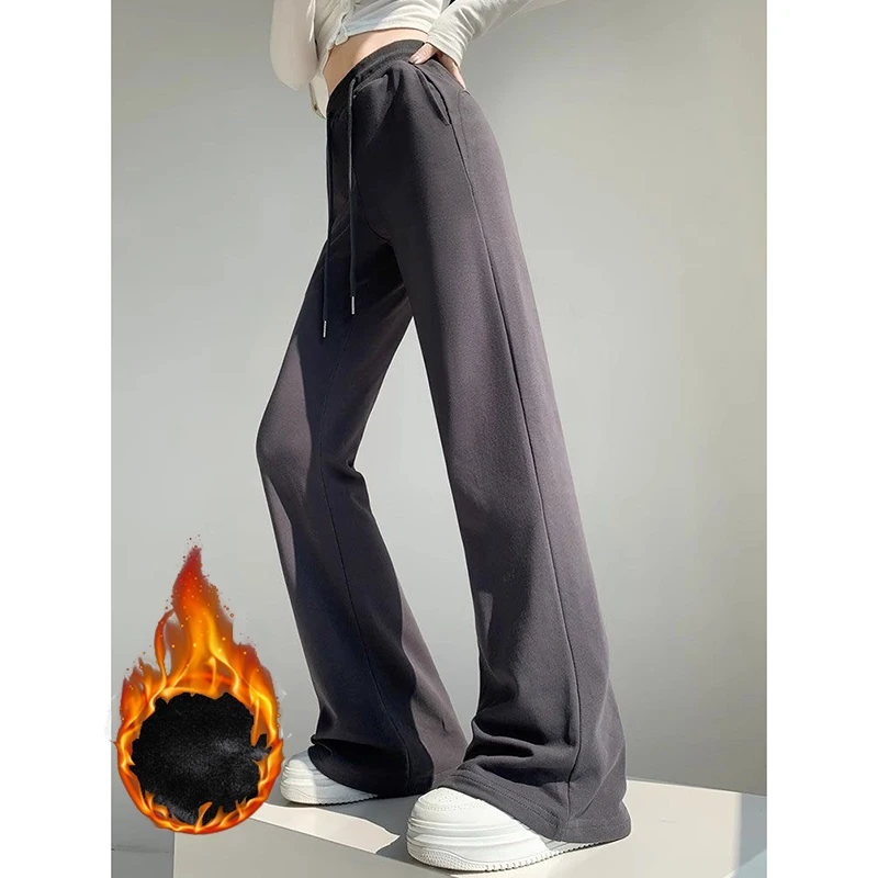 الشتاء الفتيات الثلوج الدافئة عالية الخصر السراويل الحرارية النساء Hot البيع مستقيم الساق أفخم السراويل سيدة عادية اليومية الصوف السراويل