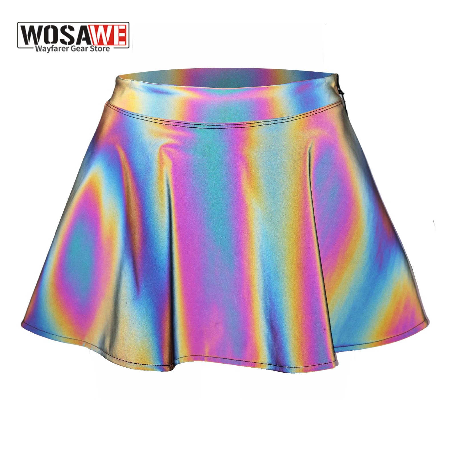 

WOSAWE Iridescent Reflective Motorcycle Shorts Skirt Summer Autumn High Visibility Butt Cover for Cycling Motocross Party