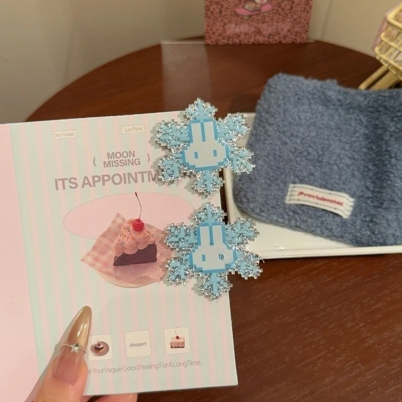 Pince à cheveux série flocon de neige lapin Miffy Kawaii, accessoires pour cheveux en forme de cœur pour fille, dessin animé, cadeau de noël pour Festival pour enfants