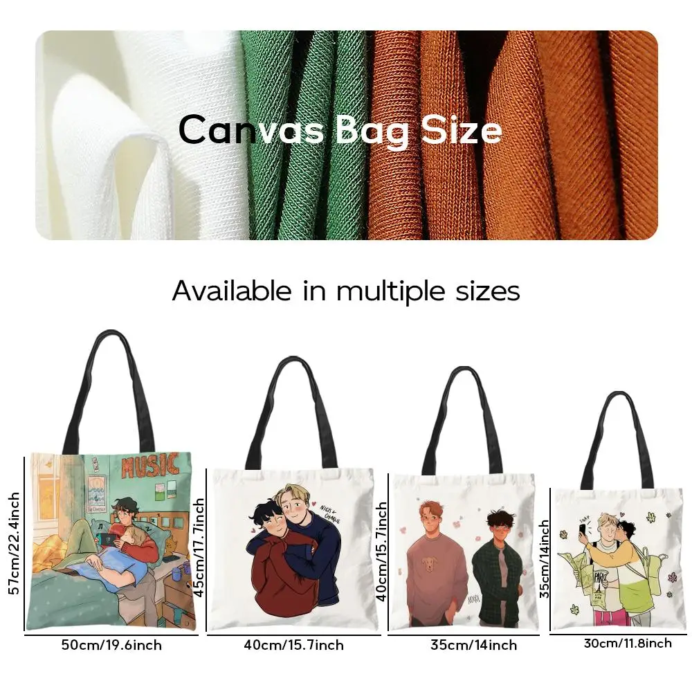 Storage Bags Casual Portable Shoulder Bag Lightweight Shopping Bag Reusable Linen Bag Campus Love Story H-Heartstopper