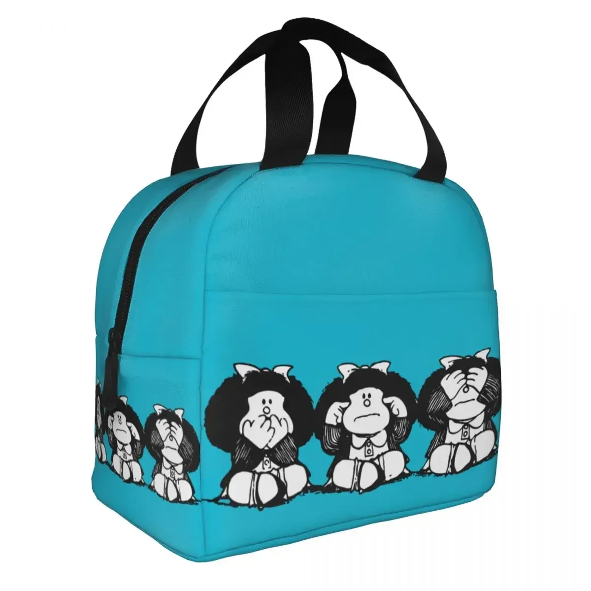 Mafalda Cartoon Quino Comics Insulated Lunch Bag Thermal Bag Reusable Portable Tote Lunch Box Food Bag College Travel