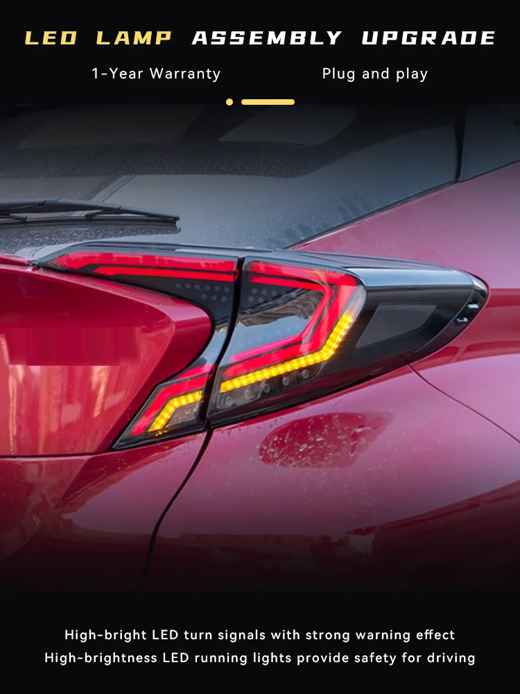 

Задние фонари для Toyota CHR 2018-2023, светодиодные модификации, автоматические динамические задние фонари в сборе, указатель поворота, задний фонарь, аксессуары для инструментов
