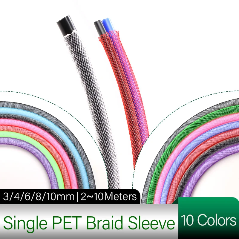 

Braided Cable Sleeve 3/4/6/8/10 mm Single PET Expandable Nylon USB Data Keyboard Cable Sheath Protector Wire Wrap 2~20 Meters