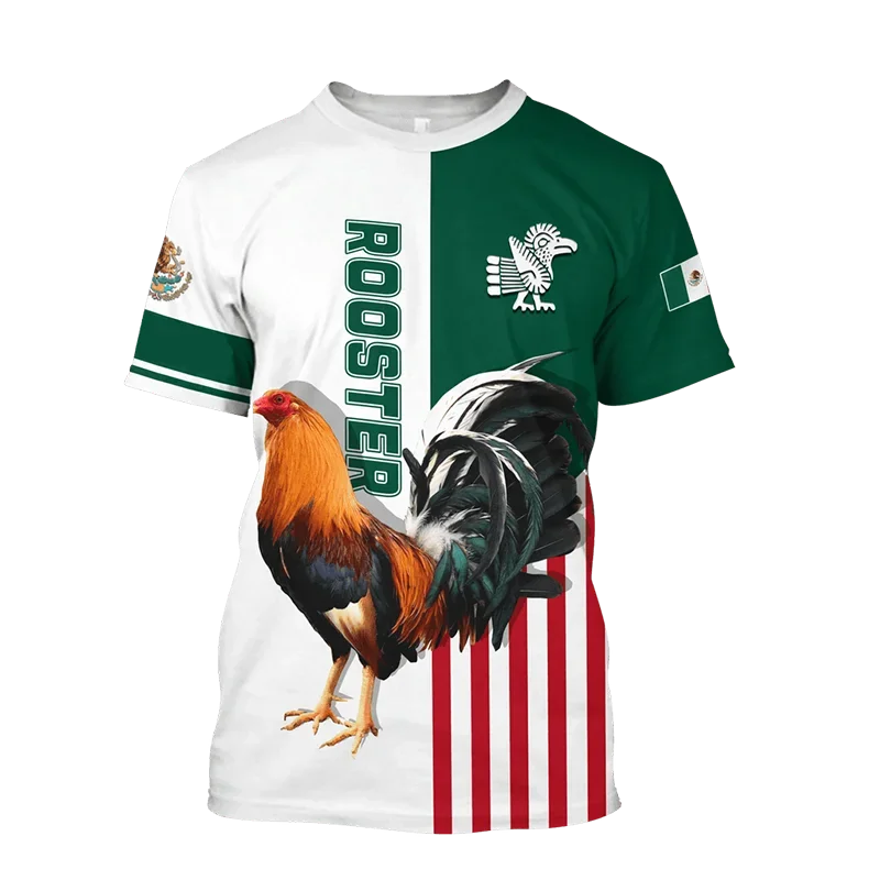 Fighting Rooster 3D Printed Summer Men\'s O-Neck T-shirt Casual Short Sleeve Oversized Pullover Fashion Streetwear Men Clothing