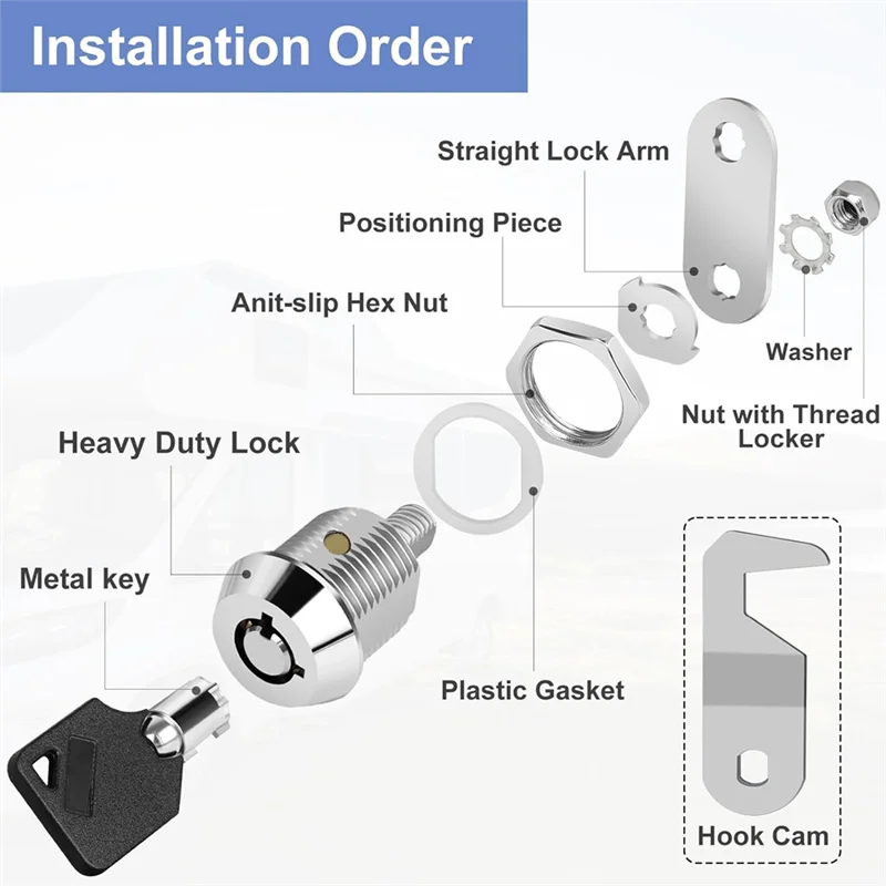 

UISN Tool Box Lock With Key,5/8In Cabinet Cam Lock Keyed Alike,Toolbox Lock For RV Storage Compartment Door Tool Cart Mailbox
