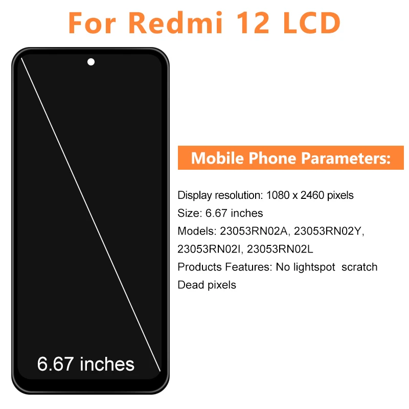 IPS For Xiaomi Redmi 12 LCD Display 23053RN02A Touch Screen For Redmi 12C LCD Display 22120RN86G LCD For Poco C55 22127PC95I LCD