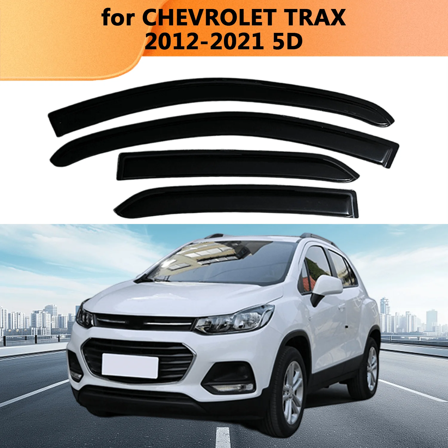 

For CHEVROLET TRAX 2012 2013 2014 2015-2021 5D Window Visor Rain Guard Side Vent Deflector Weather Shield Outside-Mount