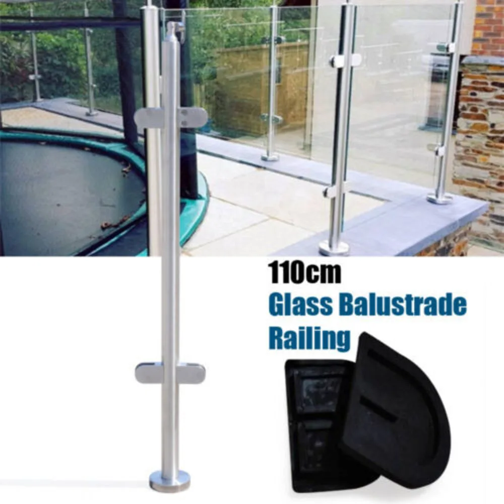 110Cm Balcony Glass Column Railing, 316 Stainless Steel Strong Resistance to Humidity & High Temperatures
