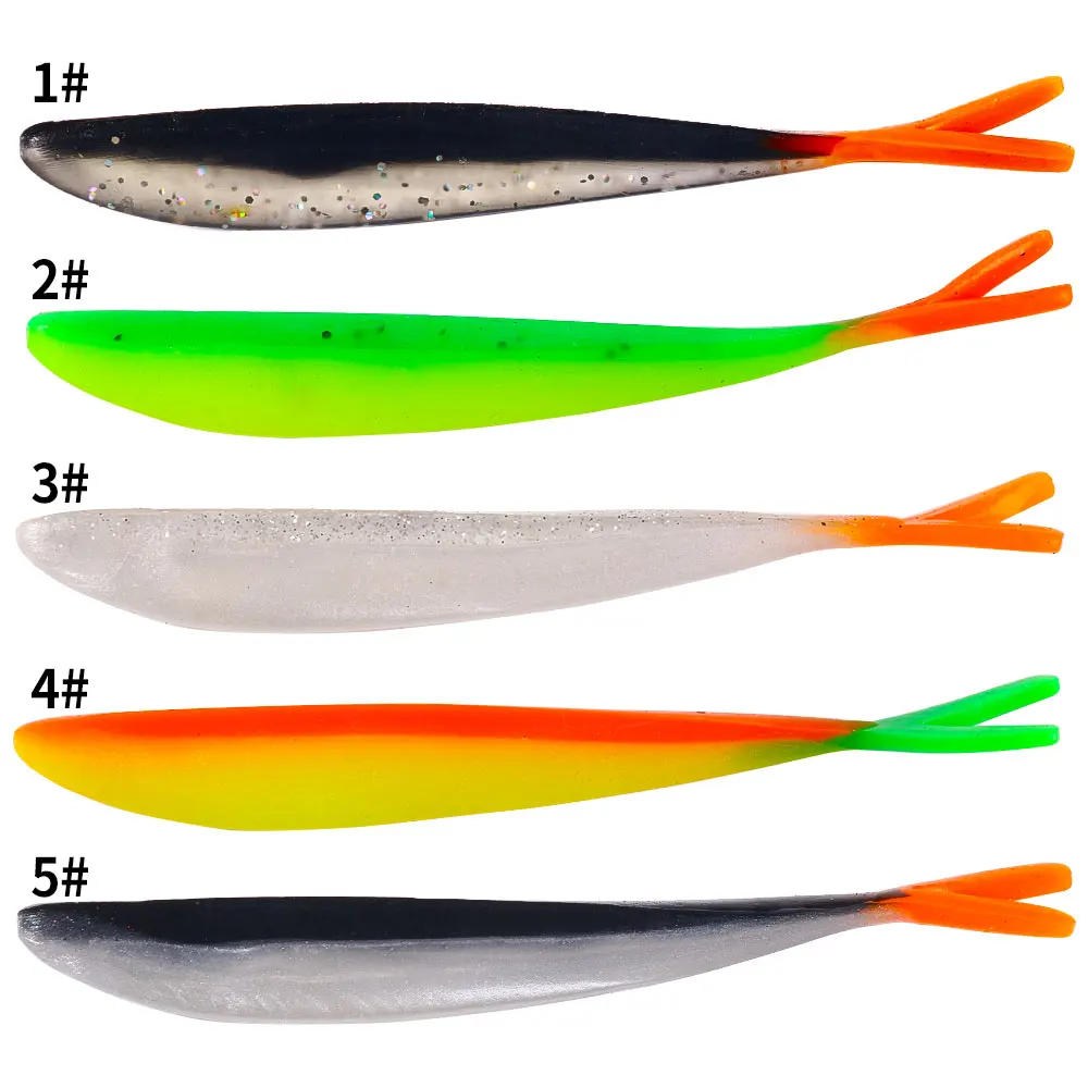 Soft Silicone Fishing Lure 5pcs 10cm 3.9g Minnow Saltwater Freshwater Worms Wobblers Walleye Artificial Bait Bass Tackle Jigs